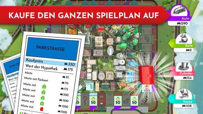 Gezeigt wird ein Screenshot der Monopoly-App.