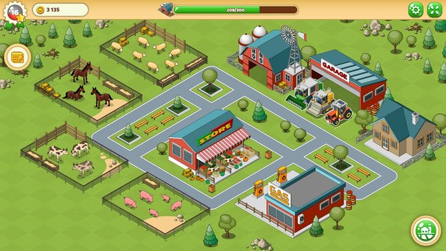 Gezeigt wird ein Bauernhof im Onlinespiel Farming Life.