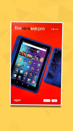 Ein Foto eines Fire HD 10 Kids Pro Tablets in der Verpackung.