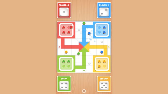 Gezeigt wird das Spielbrett des Würfelspiels Ludo Legend.