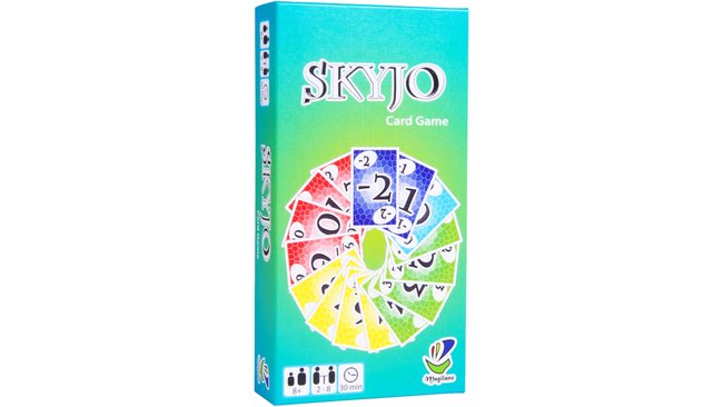 Gezeigt wird die Schachtel des Kartenspiels SKYJO.