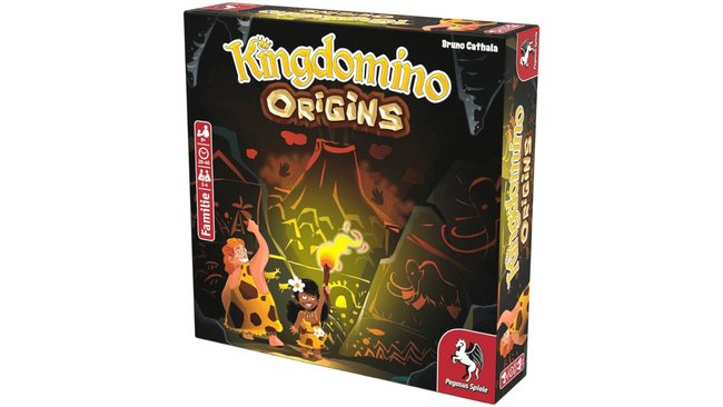 Gezeigt wird die Box des Brettspiesl Kingdomino Origins.